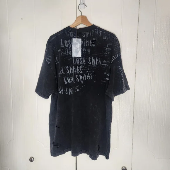 OVDY Black Distressed Grunge Graphic T-Shirt - Picture 8 of 10